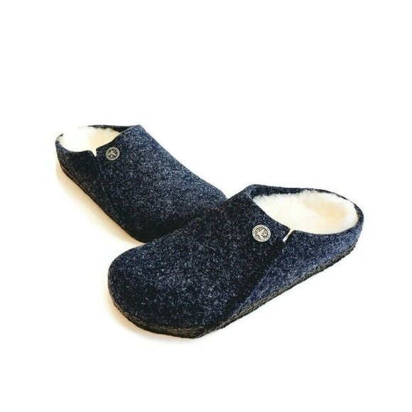 Birkenstock Zermatt Shearling Lined Slide Slippers Kids Size L2 EU33 Dark Blue - Picture 5 of 9